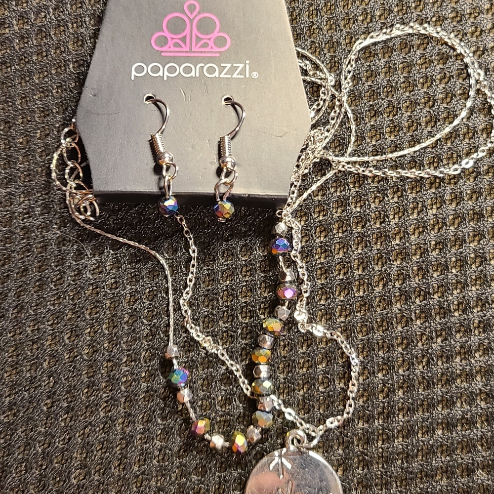 Paparazzi Silver Necklace with Multicolor Beads